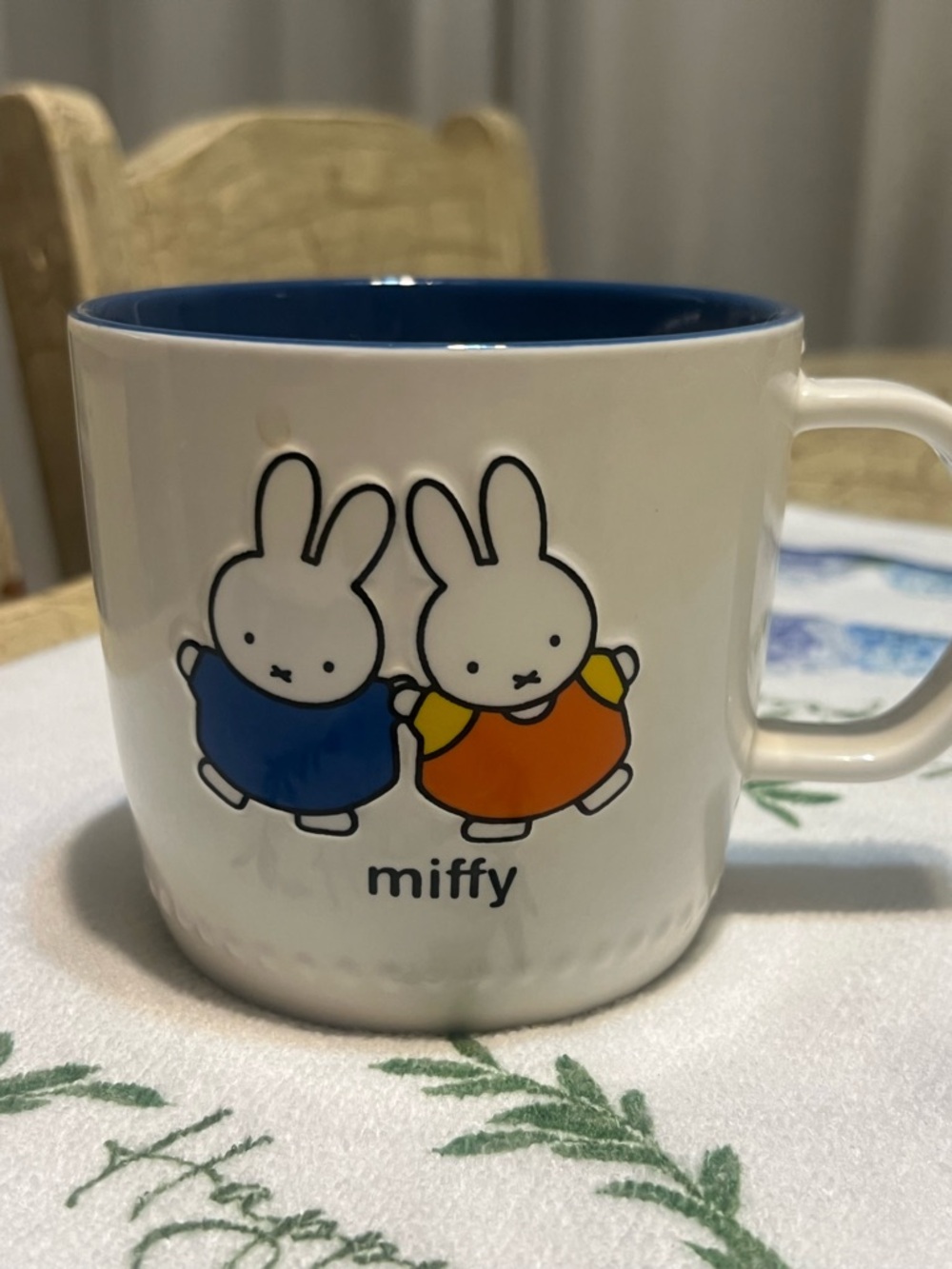 Miffy White Mug with Blue Interior and Blue & Orange Characters